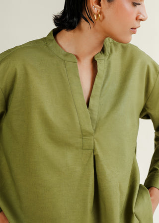 V-Neck Pleated Shirt