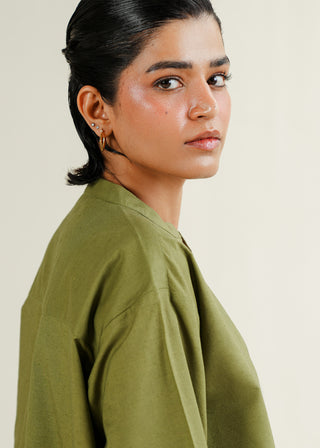 V-Neck Pleated Shirt