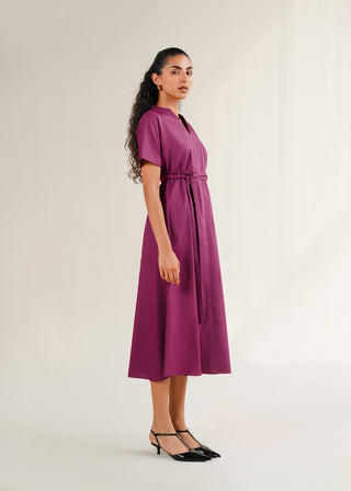 Belted V-Neck Dress