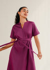 Belted V-Neck Dress- WS25-164