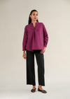 V-Neck Pleated Shirt- WS25-161