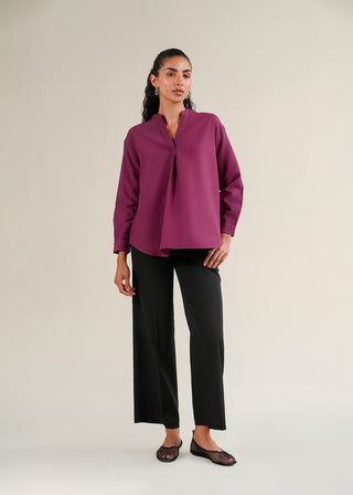 V-Neck Pleated Shirt