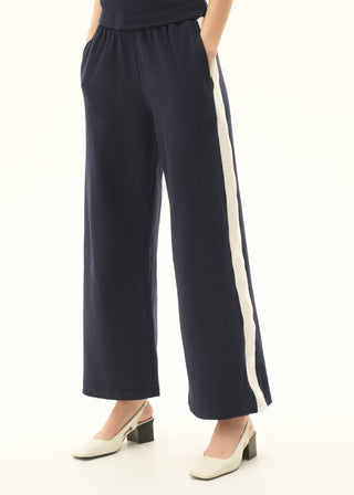 Wide-leg Trousers with side contrasting panel