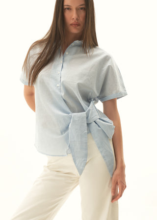 Striped Cotton Shirt with side knot