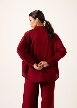 Long Linen Blend Shirt with Band Collar – WS25-228 for Women – In-Transit Collection | KOA | Shop Online