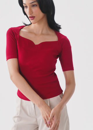 Sweetheart Neckline Slim Fit Top- WS26-165