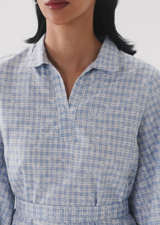 Gingham Dress with Print- WS26-160