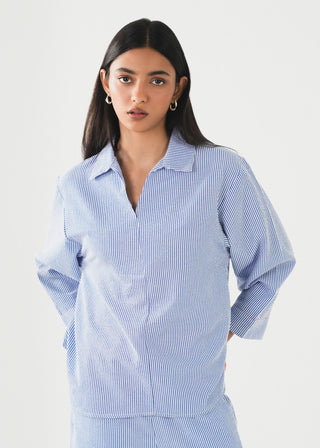 Striped Seersucker Top- WS26-163
