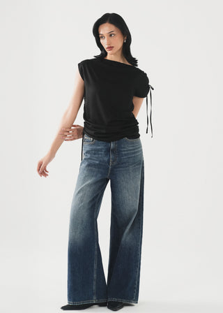 Asymmetric Shirt with Ruching- WS26-171