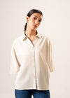 Oversized Linen Blend Kimono Shirt- WS25-222