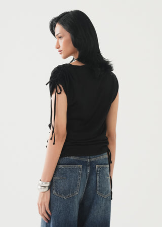 Asymmetric Shirt with Ruching- WS26-171