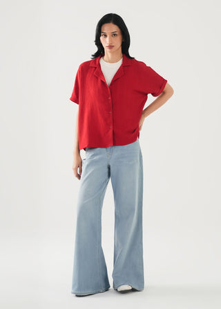 Textured Notch Collar Shirt- WS26-186