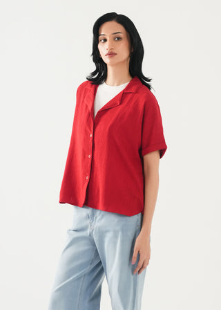 Textured Notch Collar Shirt- WS26-186