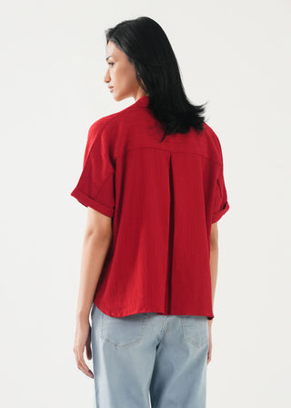 Textured Notch Collar Shirt- WS26-186