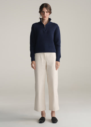 Funnel Neck Half Zip Sweater