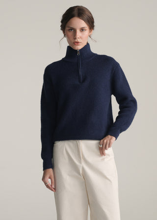 Funnel Neck Half Zip Sweater