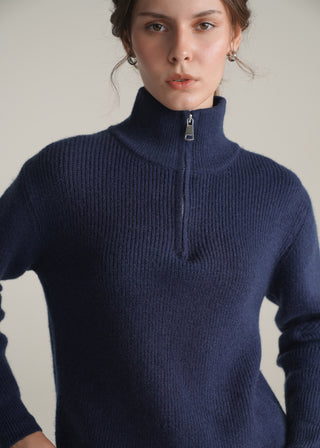 Funnel Neck Half Zip Sweater