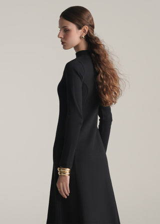 Mock Neck Ribbed Dress