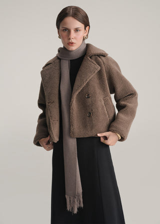 Double Breasted Faux Shearling Coat