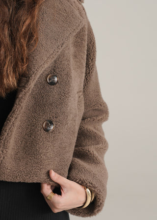 Double Breasted Faux Shearling Coat