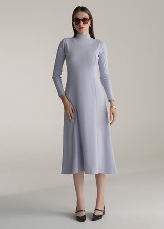 Mock Neck Ribbed Dress
