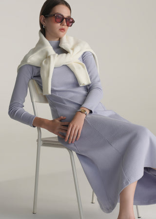 Mock Neck Ribbed Dress