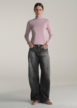 Mock Neck Ribbed Top