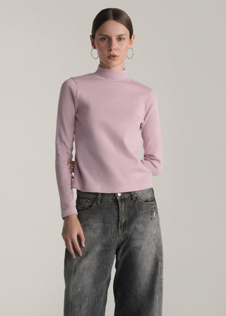 Mock Neck Ribbed Top