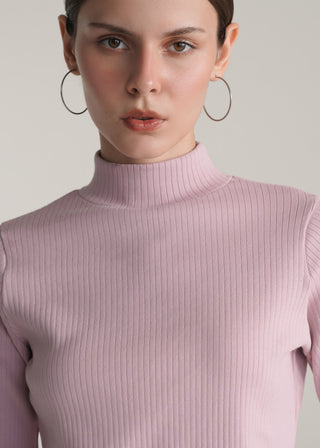 Mock Neck Ribbed Top