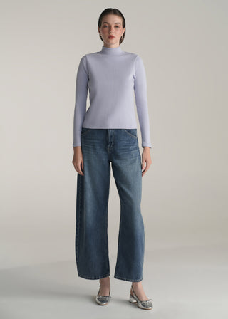 Mock Neck Ribbed Top