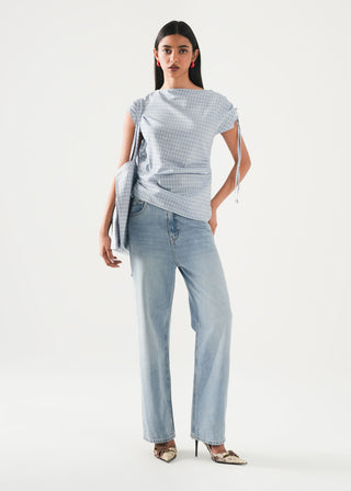 Asymmetric Shirt with Ruching- WS26-170