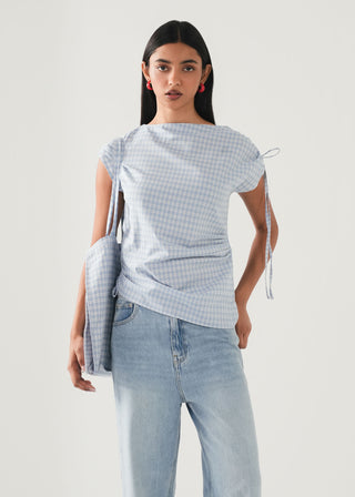Asymmetric Shirt with Ruching- WS26-170