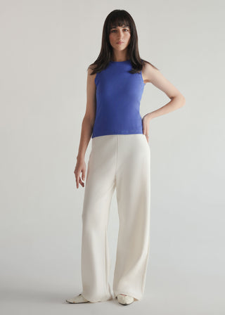 Wide Leg Interlock Trouser