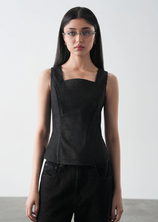 Embellished Denim Corset Top- WS26-131