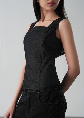 Embellished Denim Corset Top- WS26-131
