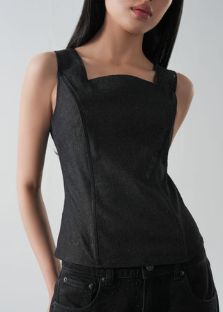 Embellished Denim Corset Top- WS26-131