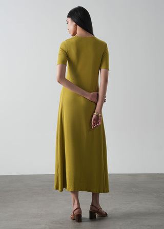 Asymmetrical Neckline Flared Dress- WS26-132