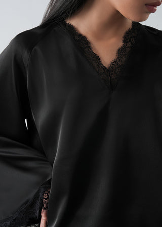 Satin Blouse with Lace- WS26-150