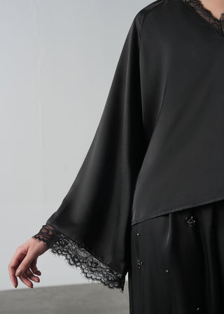 Satin Blouse with Lace- WS26-150