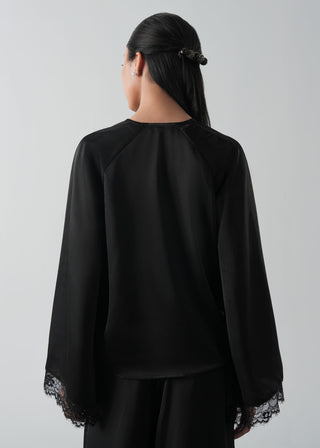 Satin Blouse with Lace- WS26-150