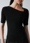 Asymmetrical Neckline Slim Fit Top- WS26-110