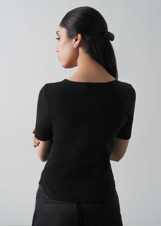 Asymmetrical Neckline Slim Fit Top- WS26-110
