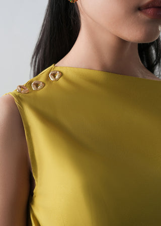 Asymmetric Draped Top with Buttons- WS26-128