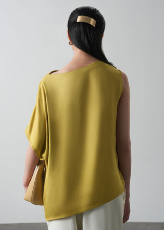 Asymmetric Draped Top with Buttons- WS26-128