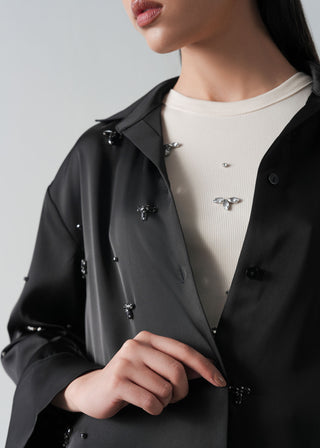 Embellished Satin Shirt- WS26-112