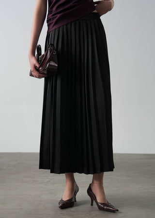 Satin Pleated Skirt- WS26-134
