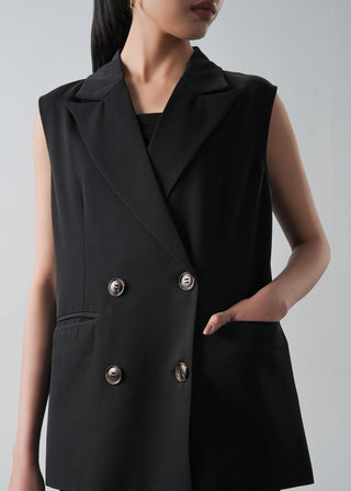 Sleeveless Double Breasted Blazer- WS26-114