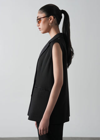 Sleeveless Double Breasted Blazer- WS26-114