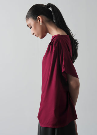 Asymmetric Draped Top with Buttons- WS26-117