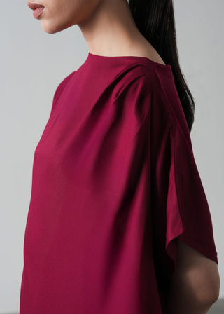 Asymmetric Draped Top with Buttons- WS26-117